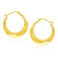 Rope Texture Graduated Hoop Earrings in 14k Yellow Gold
