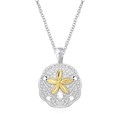 Sand Dollar Pendant in Sterling Silver and 14k Yellow Gold