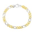 Figaro Chain Men's Bracelet in 14k Two-Tone Gold