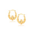 Claddagh Motif Hoop Earrings in 10k Yellow Gold