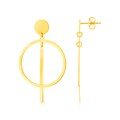 14K Yellow Gold Polished Circle and Bar Earrings