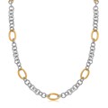 Multi Design Chain Necklace with Rhodium Plating in 18k Yellow Gold and Sterling Silver