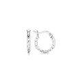 Small Faceted Style Hoop Earrings in Rhodium Plated Sterling Silver
