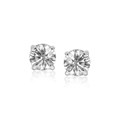 7mm Faceted White Cubic Zirconia Stud Earrings in Sterling Silver