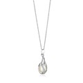 Sterling Silver Twisted Cage Style Necklace with Freshwater Pearl