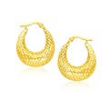 Mesh Graduated Hoop Earrings in 14k Yellow Gold