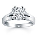 Double Prong Split Shank Cathedral Solitaire Engagement Ring Mounting in 14k White Gold