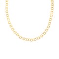 Alternate Polished and Double Textured Round Link Necklace in 14k Yellow Gold