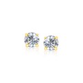 5mm Faceted White Cubic Zirconia Stud Earrings in 14k Yellow Gold