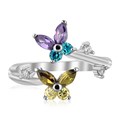 Multi-Tone Cubic Zirconia Floral Toe Ring in Rhodium Finished Sterling Silver