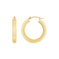 14K Yellow Gold Square Tube Hoop Earrings(3x20mm)