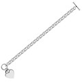 Heart Charmed Rolo Chain Bracelet in Rhodium Plated Sterling Silver