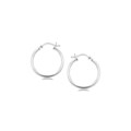 Thin Polished Style Hoop Earrings in Rhodium Plated Sterling Silver (2x20mm)
