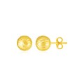 14K Yellow Gold Ball Earrings with Linear Texture(5mm)