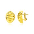 14k Yellow Gold Textured Puff Marquise Motif Earrings