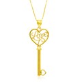 LOVE Skeleton Key Pendant in 14k Yellow Gold