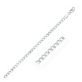 Classic Rhodium Plated Curb Chain in Sterling Silver (3.7mm)