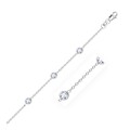 Round White Cubic Zirconia Anklet in 14k White Gold