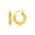 Twisted Cable Small Hoop Earrings in 14k Yellow Gold(4x17.6mm)