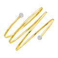 14k Two Tone Gold Spiral WrapAround Bangle Bracelet with Diamonds (2.00 mm)