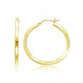 Diamond Cut Hoop Earrings in 14k Yellow Gold(2x35mm)