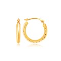 Textured Round Hoop Earrings in 14k Yellow Gold