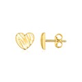 14K Yellow Gold High Polish Scribble Heart Stud Earrings