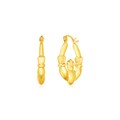 14K Yellow Gold Claddagh Symbol Hoop Earrings
