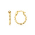 14K Yellow Gold Bead Hinged Hoop Earrings
