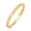 Fancy Dome Diamond Cut Style Childrens Bangle in 14k Yellow Gold (5.50 mm)