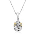 Baroque Dragonfly Accented Teardrop Pendant in 18k Yellow Gold and Sterling Silver