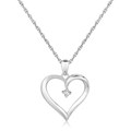 Fancy Diamond Accented Heart Pendant in Sterling Silver (.03 cttw)
