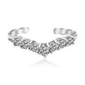 Fancy White Cubic Zirconia Accented V Shape Toe Ring in Rhodium Plated Sterling Silver