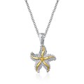Starfish Pendant in Sterling Silver and 14k Yellow Gold