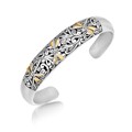 Dragonfly and Scrollwork Motif Open Cuff in 18k Yellow Gold and Sterling Silver