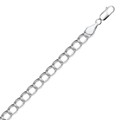 Tiny Ridged Circular Chain Bracelet in Rhodium Plated Sterling Silver