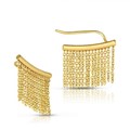 14k Yellow Gold Ear Climber Earring with Fringe Chain Links