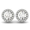 Round Halo Style Earrings with Diamonds in 14k White Gold (1 1/6 cttw)