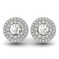 Double Halo Round Diamond Earrings in 14k White Gold (1 1/4 cttw)