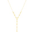 14k Yellow Gold Beaded U Link Chain Lariat Necklace