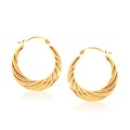 Textured Graduated Twist Hoop Earrings in 14k Yellow Gold