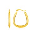 14k Yellow Gold Textured Square Hoop Earrings