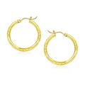 Classic Diamond Cut Hoop Earrings in 10k Yellow Gold (3x20mm)