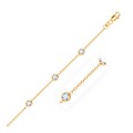 Round White Cubic Zirconia  Anklet in 14k Yellow Gold