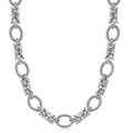 Knot Design and Textured Oval Rhodium Plated Necklace in Sterling Silver 