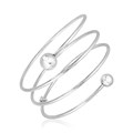 Sterling Silver 7 1/4 inch Multi Wrap Bangle with Polished Spheres