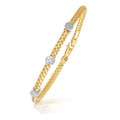 Diamond Accent Station Basket Weave Bracelet in 14k Two-Tone Gold