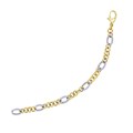 Round Link and Cable Textured Oval Bracelet in 14k Two-Tone Gold