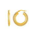 Rope Texture Hoop Earrings in 14k Yellow Gold(4x15mm)