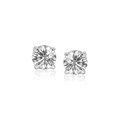 Faceted White Cubic Zirconia Stud Earrings in Sterling Silver(6mm)